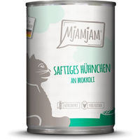 Produktbild von MjAMjAM Hundefutter Hühnchen an Brokkoli Stückchen in Sauce getreidefrei ohne Zucker 24x400g