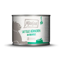 Produktbild von MjAMjAM Hundefutter Hühnchen an Brokkoli Stückchen in Sauce getreidefrei und ohne Zucker 24x200g