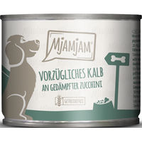 Produktbild von MjAMjAM Hundefutter Kalb mit Zucchini Stückchen in Sauce hoher Fleischanteil Adult 6 x 200 g - 6 x 200 g