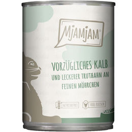 Produktbild von MjAMjAM Hundefutter Kalb und Truthahn mit Möhrchen 24x400g
