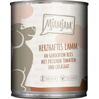 Produktbild von MjAMjAM Hundefutter Lamm mit gekochtem Reis und frischen Tomaten Stückchen in Sauce 6x800g