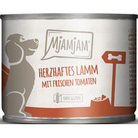 Produktbild von MjAMjAM Hundefutter Lamm mit Reis und Tomaten Stückchen in Sauce Adult 6 x 200 g mit hohem Fleischanteil - 6 x 200 g