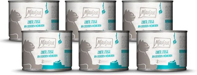 Produktbild von MjAMjAM Hundefutter mit Ziege und Möhrchen getreidefrei mit hohem Fleischanteil 1200g - 6 x 200 g