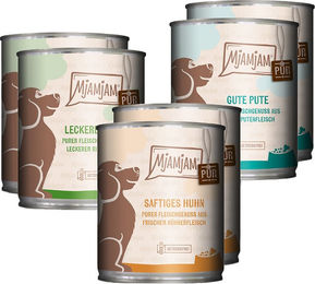 Produktbild von MjAMjAM Hundefutter Mixpaket I mit Huhn, Rind und Pute getreidefrei und monoprotein 6 x 800 g - 6 x 800 g