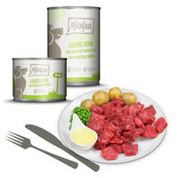 Produktbild von MjAMjAM Hundefutter Nassfutter Rind mit Kartoffeln und Erbsen Stückchen in Sauce Getreidefrei und Glutenfrei Adult 6x400g - 6 x 400 g