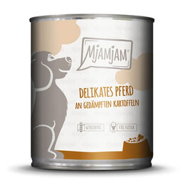 MjAMjAM Hundefutter Pferd mit hohem Fleischanteil und Monoprotein Stückchen in Soße für Adult 6 x 800 g Dose - 800 g – Bild 1 von 2