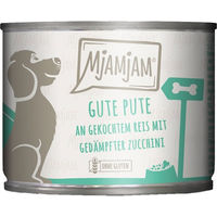 Produktbild von MjAMjAM Hundefutter Pute mit gekochtem Reis und gedämpfter Zucchini 6x200g