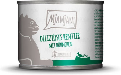 Produktbild von MjAMjAM Hundefutter Rentier mit Huhn Stückchen in Sauce getreidefrei und ohne Zucker 24x200g