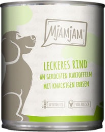 Produktbild von MjAMjAM Hundefutter Rind mit gekochten Kartoffeln und Erbsen 6x800g