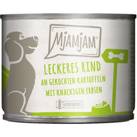 Produktbild von MjAMjAM Hundefutter Rind mit Kartoffeln und Erbsen Stückchen in Sauce 6x200g
