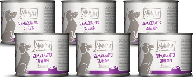 Produktbild von MjAMjAM Hundefutter Truthahn mit Karotte mit hohem Fleischanteil 6 x 200g