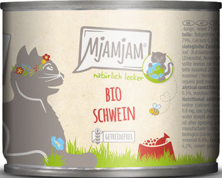 MjAMjAM Katzen Nassfutter Bio Schwein Monoprotein Stückchen in Soße 6 x 200 g - 6 x 200 g – Bild 1 von 9