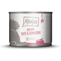 Produktbild von MjAMjAM Katzen Nassfutter Duo Ente und Huhn mit Möhrchen getreidefrei und ohne Zucker 6x200g