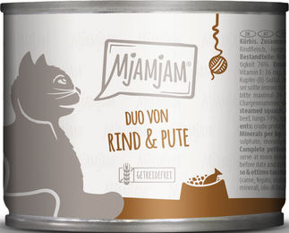 MjAMjAM Katzen Nassfutter Duo Rind und Pute mit Kürbis Adult 6 x 200 g glutenfrei und laktosefrei - 200 g – Bild 1 von 5