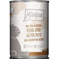Produktbild von MjAMjAM Katzen Nassfutter Duo Rind und Pute mit Kürbis Adult Glutenfrei und Laktosefrei 6 x 400 g - 400 g