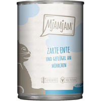 Produktbild von MjAMjAM Katzen Nassfutter Ente und Geflügel mit Möhrchen Stückchen in Sauce 24x400g