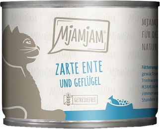Produktbild von MjAMjAM Katzen Nassfutter Ente und Geflügel mit Möhrchen Stückchen in Sauce 6x200g