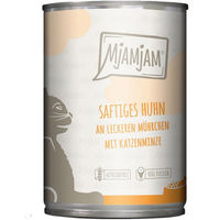 Produktbild von MjAMjAM Katzen Nassfutter Huhn mit Kaninchen und Möhrchen Stückchen in Sauce 24x400g