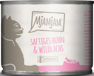 MjAMjAM Katzen Nassfutter Huhn und Wildlachs Adult Getreidefrei mit hohem Fleischanteil 6 x 200 g - 6 x 200 g – Bild 1 von 4