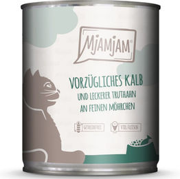 MjAMjAM Katzen Nassfutter Kalb und Truthahn mit Möhrchen Stückchen in Sauce, Getreidefrei, 6 x 800 g - 6 x 800 g – Bild 1 von 3