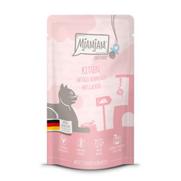 Produktbild von MjAMjAM Katzen Nassfutter Kitten Huhn mit Lachs Creme 12 x 125 g - 12 x 125 g