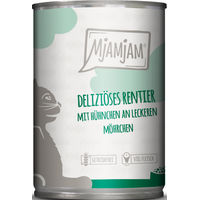 Produktbild von MjAMjAM Katzen Nassfutter Rentier mit Huhn und Möhren Stückchen in Sauce, Getreidefrei, Hoher Fleischanteil, 6 x 400 g - 6 x 400 g
