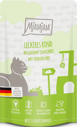 Produktbild von MjAMjAM Katzen Nassfutter Rind mit Kürbis Mousse Getreidefrei Adult 12 x 125 g - 12 x 125 g