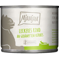 Produktbild von MjAMjAM Katzen Nassfutter Rind mit Kürbis Stückchen in Sauce 6x200g