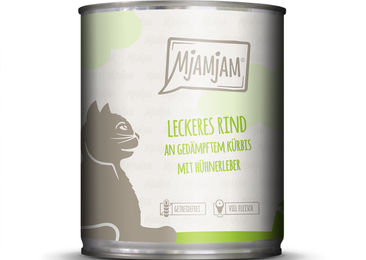 MjAMjAM Katzen Nassfutter Rind mit Kürbis und Hühnerleber Stückchen in Sauce Adult Getreidefrei Glutenfrei 6 x 800 g - 6 x 800 g – Bild 1 von 6