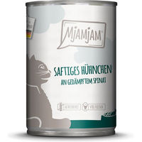 Produktbild von MjAMjAM Katzen Nassfutter Saftiges Hühnchen an gedämpftem Spinat Adult Getreidefrei 6x400g - 6 x 400 g