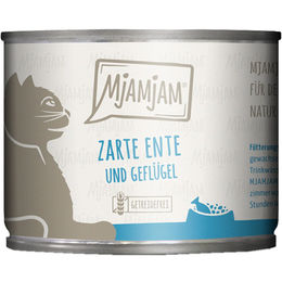 Produktbild von MjAMjAM Katzenfutter Ente und Geflügel mit Möhrchen in Sauce 24x200g