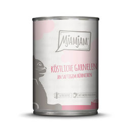 Produktbild von MjAMjAM Katzenfutter Garnelen mit Hühnchen 6x400g