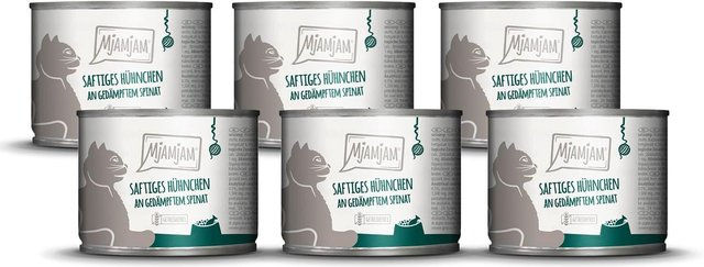 MjAMjAM Katzenfutter Huhn mit gedämpftem Spinat getreidefrei mit hohem Fleischanteil 1200g – Bild 1 von 1