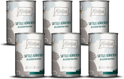 MjAMjAM Katzenfutter Hühnchen mit gedämpftem Spinat getreidefrei mit hohem Fleischanteil 2400g – Bild 1 von 1