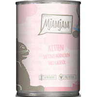 Produktbild von MjAMjAM Katzenfutter Kitten Huhn mit Lachsöl Stückchen in Sauce 6 x 400 g Dose getreidefrei mit hohem Fleischanteil - 6 x 400 g