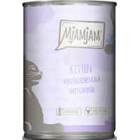 Produktbild von MjAMjAM Katzenfutter Kitten Kalb mit Lachs Stückchen in Sauce getreidefrei 6 x 400 g - 6 x 400 g