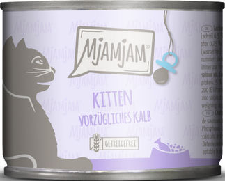 MjAMjAM Katzenfutter Kitten Kalb mit Lachsöl Stückchen in Sauce 6 x 200 g - 6 x 200 g – Bild 1 von 3