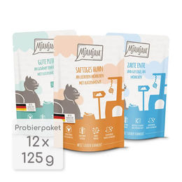 MjAMjAM Katzennassfutter Mixpaket IV Adult Quetschie Huhn Ente Pute Getreidefrei 12 x 125 g - 12 x 125 g – Bild 1 von 2