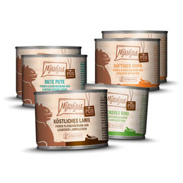 MjAMjAM Katzennassfutter Mixpaket V Purer Fleischgenuss mit Pute Huhn Rind und Lamm 6 x 200 g - 6 x 200 g – Bild 1 von 3