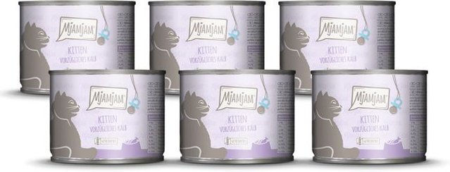 Produktbild von MjAMjAM Kitten Nassfutter Kalb mit Lachsöl getreidefrei 1200g - 6 x 200 g
