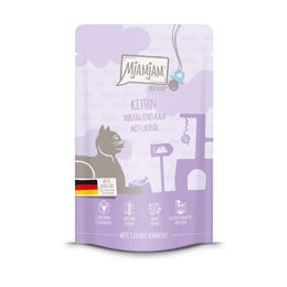 Produktbild von MjAMjAM Kitten Quetschie Kalb mit Lachsöl 48x125g