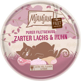 Produktbild von MjAMjAM Leckerli Purer Filetgenuss Lachs und Huhn 8x80g