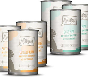 MjAMjAM Monopaket I Katzen Nassfutter Huhn und Pute Stückchen in Sauce Getreidefrei 6x400g - 6 x 400 g – Bild 1 von 8