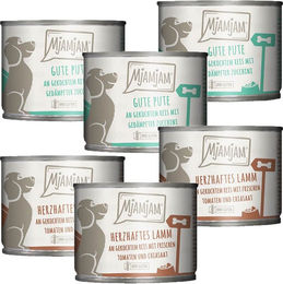 Produktbild von MjAMjAM Monoprotein Nassfutter für Hunde mit Lamm und Pute 6x200g - 6 x 200 g