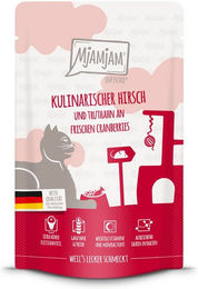 Produktbild von MjAMjAM Mousse Hirsch und Truthahn Getreidefrei und Ohne Zucker 12x125g