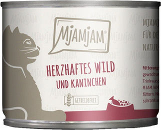 Produktbild von MjAMjAM Nassentrinkfutter Wild und Kaninchen mit Heidelbeeren 24x200g