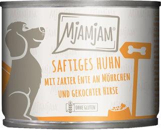 Produktbild von MjAMjAM Nassfutter für Katzen Huhn mit Ente, Möhrchen und Hirse in Sauce 6x200g