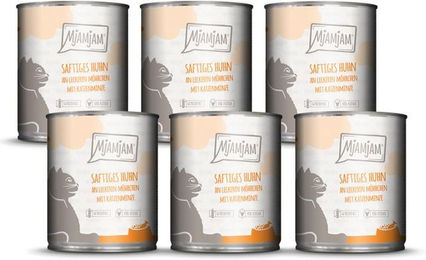 Produktbild von MjAMjAM Nassfutter Huhn mit Möhrchen getreidefrei ohne Konservierungsstoffe und Zucker 480g - 6 x 800 g