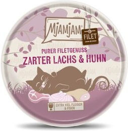 Produktbild von MjAMjAM Nassfutter Katze Adult Filets mit Lachs und Huhn hoher Fleischanteil 16x80 g - 16 x 80 g