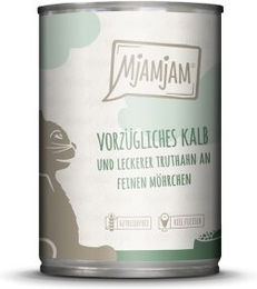 Produktbild von MjAMjAM Nassfutter Katze Adult Kalb und Truthahn getreidefrei monoprotein 6x400 g